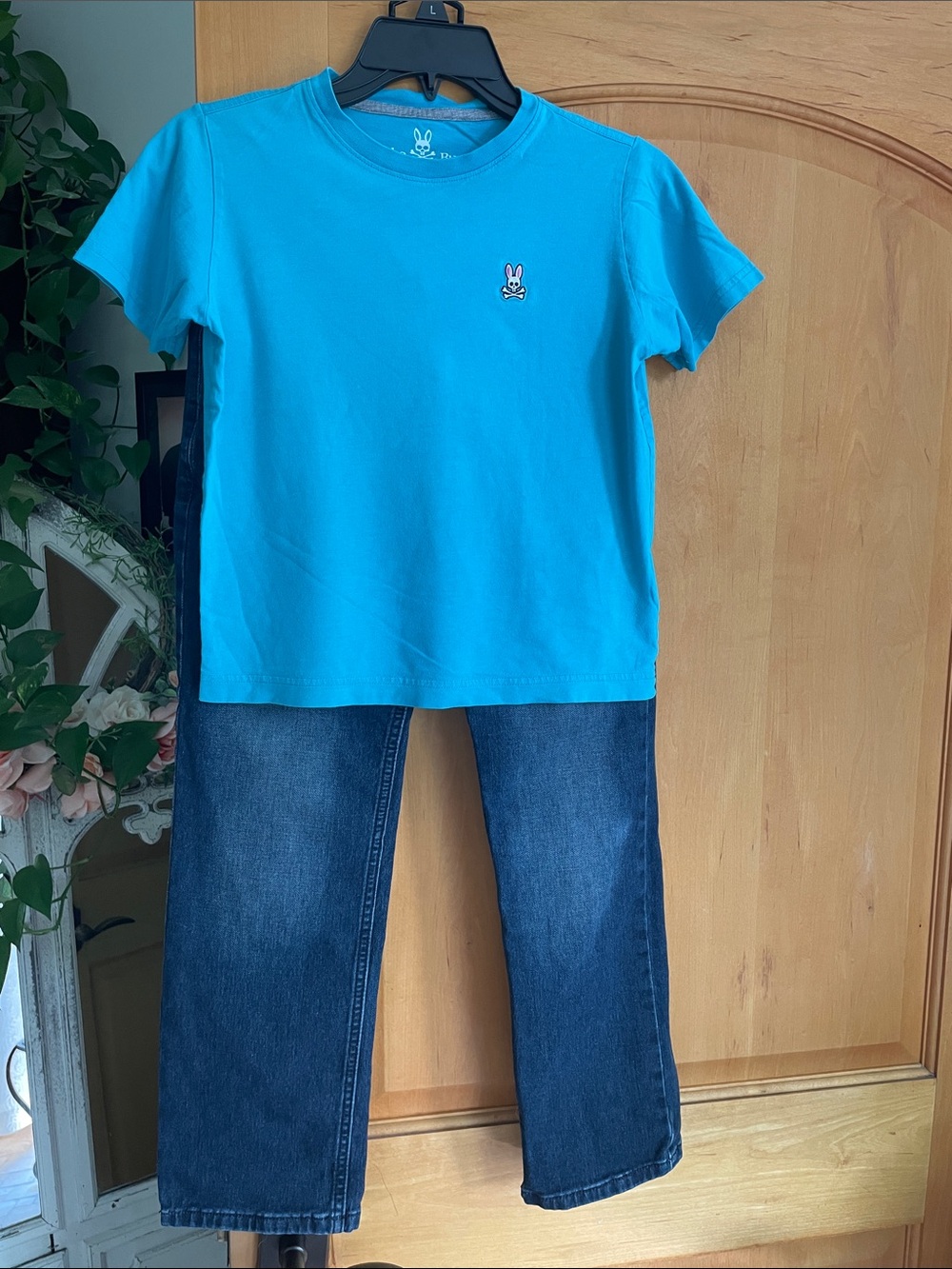 Psycho Bunny Teal Short Sleeve Tee M (10/12) with Cat Jack Jeans 12